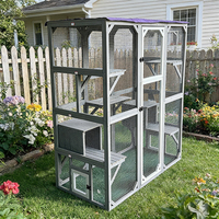 Vente en gros : Grande cage pour animaux de compagnie en bois, villa extérieure imperméable pour chat avec griffoir et hamac en bois
