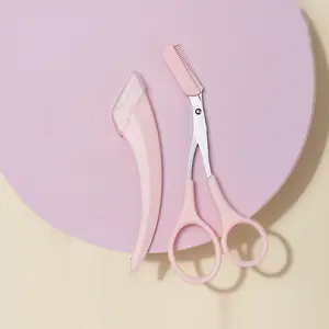 Newest Design Crescent Moon Shape Eyebrow Trimmer Body Hair Razor Eyebrow Scraper Set With Comb And Knife Purple Pink White