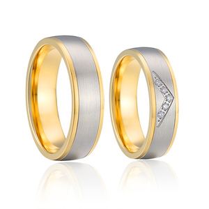 Anelli Nuziali Bicolore Placcati in Oro 24K, Design per Coppie, Fedi d'Amore per Uso Quotidiano, Anniversari, Feste, Regali per San Valentino - Product Image 1