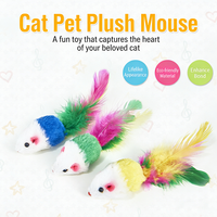 Jouet pour chat en peluche plume colorée, souris interactive de simulation, jouet de chaton résistant aux morsures, fournitures pour animaux de compagnie