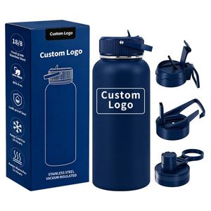 Bouteille d'eau isotherme en acier inoxydable de 32 oz, personnalisée avec votre marque, sans BPA, pour garder les boissons chaudes ou froides en voyage - Product Image 1