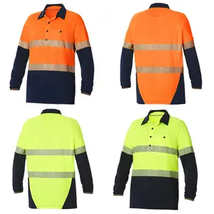 澳大利亚标准AS/NZS Hi-Vis 2色调胶带通风长袖马球衫