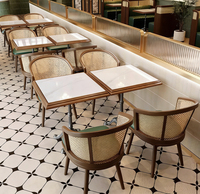 Meubles de restaurant en bois massif, cuir et rotin, banquette, canapé, table à manger en marbre, ensemble de chaises pour café, restauration