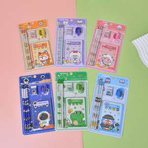 Lot <span class=keywords><strong>de</strong></span> papeterie en gros pour enfants, motif animaux <span class=keywords><strong>de</strong></span> dessin animé, ensemble cadeau <span class=keywords><strong>de</strong></span> 6 pièces comprenant un crayon et une gomme pour les écoliers - Product Image 1