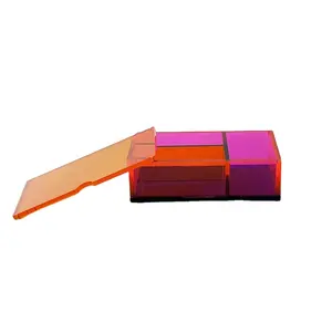 사각형 오렌지 투명 아크릴 상자 디스플레이 명확한 보석 작은 항목 케이스 홈 장식