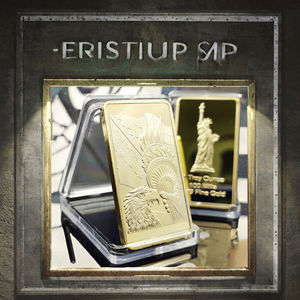 Moneda <span class=keywords><strong>de</strong></span> fundición metálica Suisse Lady Fortuna, chapada en <span class=keywords><strong>oro</strong></span>, tipo lingote <span class=keywords><strong>de</strong></span> dólar, rectangular, con impresión tipográfica, para pisapapeles y decoración. - Product Image 3