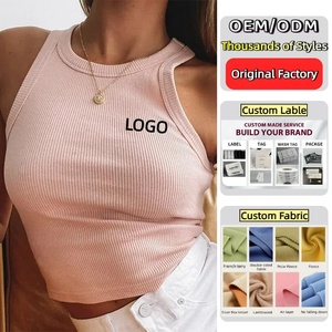 Top Canotta Y2k a Costine con Collo Tondo <span class=keywords><strong>Senza</strong></span> <span class=keywords><strong>Maniche</strong></span> Crop Top Aderente Abbigliamento Estivo per Donne - Product Image 1