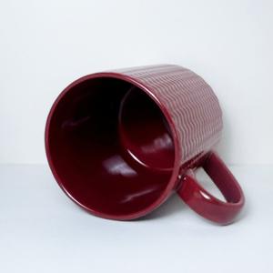 Ceramic <b>Mug</b> Red <b>Knit</b> Pattern Single Cup With Handle Business Gift - Product Image 3