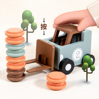 Nouveau jouet de chariot élévateur d'apprentissage préscolaire éducatif précoce Parent-enfant jeu de bataille de voiture enfants Montessori jouets en bois pour les enfants