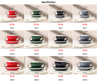 Nueva Taza de Café de Cerámica Europea Gruesa con Platillo, Taza Premium de Color Sólido para Cappuccino, Latte Art y Té de la Tarde