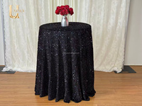 Nappe Ronde en Velours Écrasé à Paillettes Rose et Noir Scintillante pour Mariage, Banquet, Fête, Décoration de Salle d'Événements