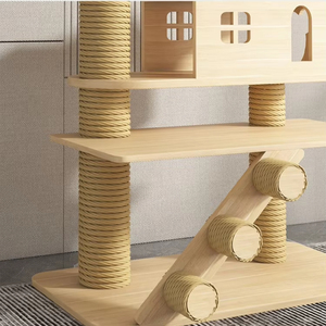 Hiện Đại Sang Trọng Mèo Cây Gỗ Mạnh Mẽ Sàn Để Trần Đa Cấp Nhảy Nền Tảng Cổ Điển Nhà chung cư Mèo Leo Cây - Product Image 4