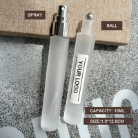 Flacon roll-on givré transparent 10 ml pour huiles essentielles, vaporisateur de parfum portable, flacons de voyage vides en verre avec boîte