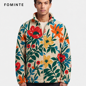 Giacca in pile polare stampata <span class=keywords><strong>a</strong></span> <span class=keywords><strong>fiori</strong></span> all-over da <span class=keywords><strong>donna</strong></span>, calda, in sherpa, morbida, streetwear, con orlo regolabile, all'ingrosso - Product Image 5