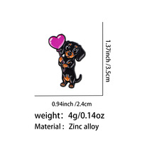 Niedliche Dackel-Hunde-Emaille-Pins-Set, Cartoon-Welpen-Anstecknadeln, Herz-Ballon-Blumen-Kranz-Broschen für Rucksack-Jacken-Dekoration, Geschenk