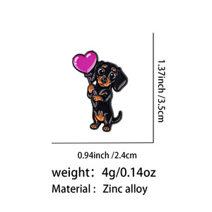 Lot de broches émaillées mignonnes en forme de chien Teckel, badges de revers de chiot de dessin animé, broches en forme de cœur, ballon, fleur et couronne pour la décoration de sacs à dos et vestes, cadeau - Product Image 6