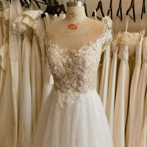 Lawn Wedding Dress With Lace Beading Train Lightweight A-Line Tulle White Sweetheart Neckline Forest Style Wedding Gown - Product Image 3