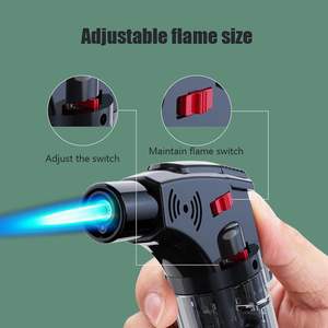 Горячая распродажа: многоразовые бутановые зажигалки-горелки, дешевые оптовые портативные зажигалки с регулируемым пламенем - Product Image 2