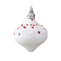 Boule de Noël texturée en mousse, blanche avec points rouges, en forme d'oignon, à suspendre, décoration pour sapin de Noël, vente en gros