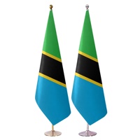 Ensemble de drapeaux de présentation sur pied pour intérieur, 8,53 pieds, avec base et mât argentés, pour affichage en bureau, hall ou salle de conférence, Tanzanie