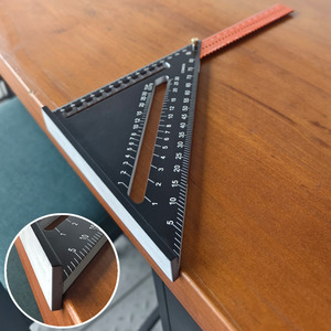 Black <b>Triangular</b> <b>Ruler</b> 7 Inch Aluminum Alloy Folding With Magnet For Woodworking - Product Image 4