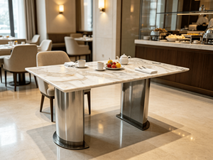 Table à manger de luxe en quartzite naturel Picasso, table à manger rectangulaire moderne en marbre bleu sodalite pour villa, maison, hôtel - Product Image 4