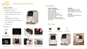 Macchina da Caffè Italiana Superautomatica con Touch Screen per Caffè in Polvere e Schiuma di Latte, Ideale per Casa e Hotel, Colore Nero per <span class=keywords><strong>Cappuccino</strong></span> - Product Image 4