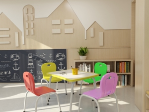 Escritorios y Sillas Escolares Modernos, Ecológicos y Duraderos de Plástico con Estructura Metálica de Respaldo Cruzado para Uso en el Hogar, Oficina o Apartamento - Product Image 3