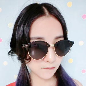 Kedun Retro Round Full Frame UV400 Rice <b>Stud</b> Color Film Reflective Sunglasses 4246 Fashion Trend Versatile - Product Image 3
