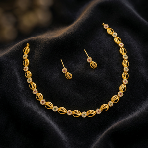 Elegant Gold Plated Hollow Disc Chain Necklace <b>Set</b> Flower CZ Stud Earrings Minimalist Daily Party Wear Fashion Jewelry - Product Image 2