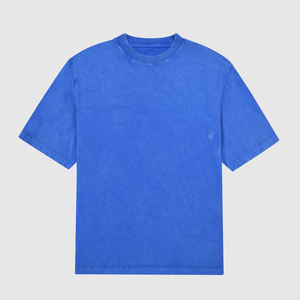 T-shirt streetwear à col rond, lavage à l'acide, coton lourd, t-shirts 250 g/m², haute qualité, lavage vintage, épaules tombantes, t-shirt surdimensionné - Product Image 2