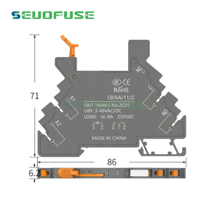 真新しい本物製品6mm超薄型デザインタイプリレーホルダーLED 6A DC12 24Vマイクロリレー中間リレーに使用 - Product Image 5