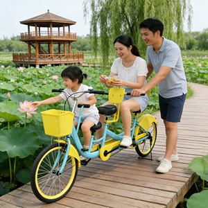 Vélo tandem trois places premium et sécurisé, vélo familial confortable pour les loisirs en plein air, les balades en ville, les visites de parcs, la <span class=keywords><strong>location</strong></span> - Product Image 1