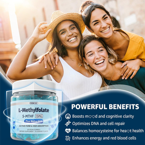 OEM 15mg L-Metilfolat Jelibonları, Metil B12, Folat 5-MTHF Takviyesi ile Ruh Hali, Beyin Sağlığı, Biliş ve Bağışıklık için - Product Image 5
