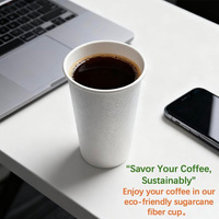 Emballage ECO, couvercle de tasse 100% biodégradable en pulpe de bagasse, 8oz 12oz 14oz 16oz, gobelet à café réutilisable en papier avec couvercle