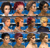Wig Bob Pendek Grosir, Wig Pixie Cut, Rambut Manusia, Rambut Lurus Alami, Rambut Mentah, Wig Tanpa Lem, Buatan Mesin, Sudah Di-prepluck