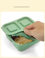 Boîte à bento portable en silicone à 3 compartiments, étanche, pour enfants, pour le transport de repas, sans BPA