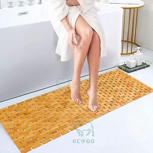 Tapis de bain en bambou Salle de bain Coureur Long Grand Tapis Plancher Bois Douche Baignoire Étanche Antidérapant Accessoires 16x48 Pouces - Product Image 1