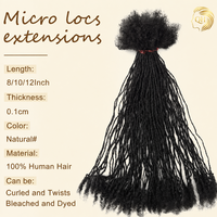 Extensiones de Cabello Humano 100% Naturales, Color Negro, Se Pueden Decolorar y Teñir, Micro Locs de 0.1cm, Sister Locs para Mujeres Negras