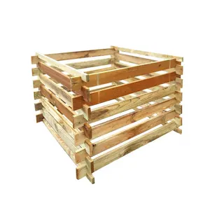 Outdoor Garden Wooden Compost Bin Recycling Waste Composting Storage