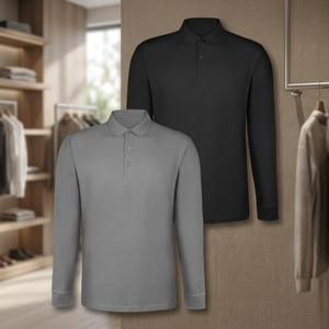 Camisa de hombre azul marino personalizada con cremallera, patrón sólido, tejido de punto, 100% algodón, manga larga, secado rápido, bolsillo en el pecho, corte ajustado, informal - Product Image 3