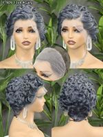 Promotion 17$ Letsfly F-909 Gris Perruques Courtes Pixie Cut Entièrement en Dentelle 13x4 100% Cheveux Humains Prix Usine Vente en Gros Pas Cher