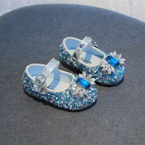 2024 Nieuwe Baby Vierkante Hoofd Casual Schoenen Meisjes Leren Schoenen Kinderen Zachte Zool Prinses Sandalen