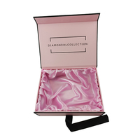Boîte d'emballage en carton pliable personnalisée rectangulaire avec doublure en satin pour extensions de cheveux, perruques roses, emballage cadeau en papier avec ruban pour chaussettes en fourrure