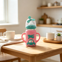 Bouteille d'alimentation en verre pour nouveau-né sans BPA avec couvercle isolant en silicone et antidérapant Matériel sûr Facile à nettoyer