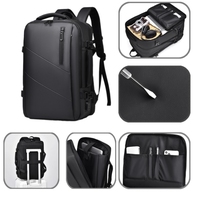 Ransel tahan air 50 Liter, ransel perusahaan grosir tanpa ritsleting, tas kering USB dengan ritsleting, biru Oxford