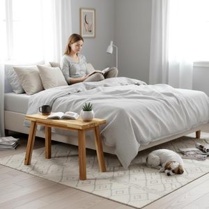 Banc multifonction en bois d'acacia, banc d'entrée, banc de maquillage, surface lisse, facile à nettoyer, pour la maison, la chambre à coucher, le salon - Product Image 6