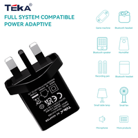 Pengisi Daya USB 5V 1A UK Bersertifikasi BS UKCA, Colokan 3 Pin, Ringkas, Aman, Efisien untuk Ponsel, Earbud, Pilihan OEM
