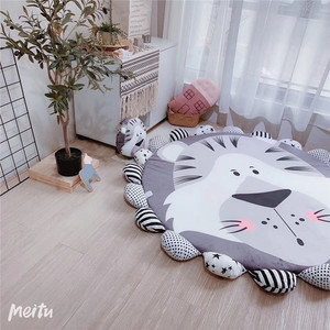 <span class=keywords><strong>Tapis</strong></span> de jeu pour bébés, <span class=keywords><strong>rond</strong></span>, lavable, motif tigre, en coton doux pour ramper, matelas de sol pour enfants - Product Image 4