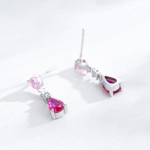 ต่างหูจี้รูปหยดน้ำประดับเพทายสีชมพูทรงหยดน้ำ ดีไซน์หรูหรา รุ่นทองแดงปรับแต่งได้ พร้อมเงินแท้ S925 สำหรับผู้หญิง - Product Image 4